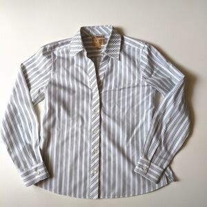 Vintage 00s Investments black and white striped button down shirt with shiny sil